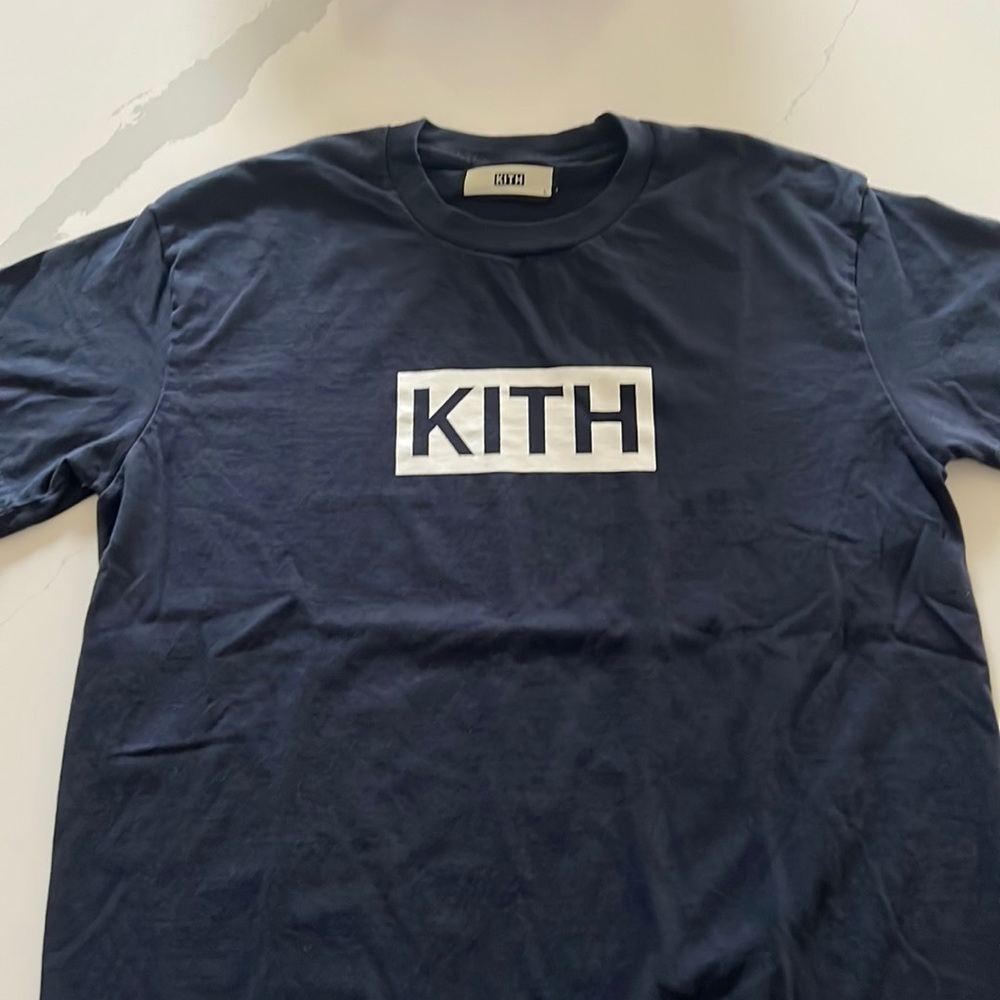 Kith Navy Box Logo Tee (L)
